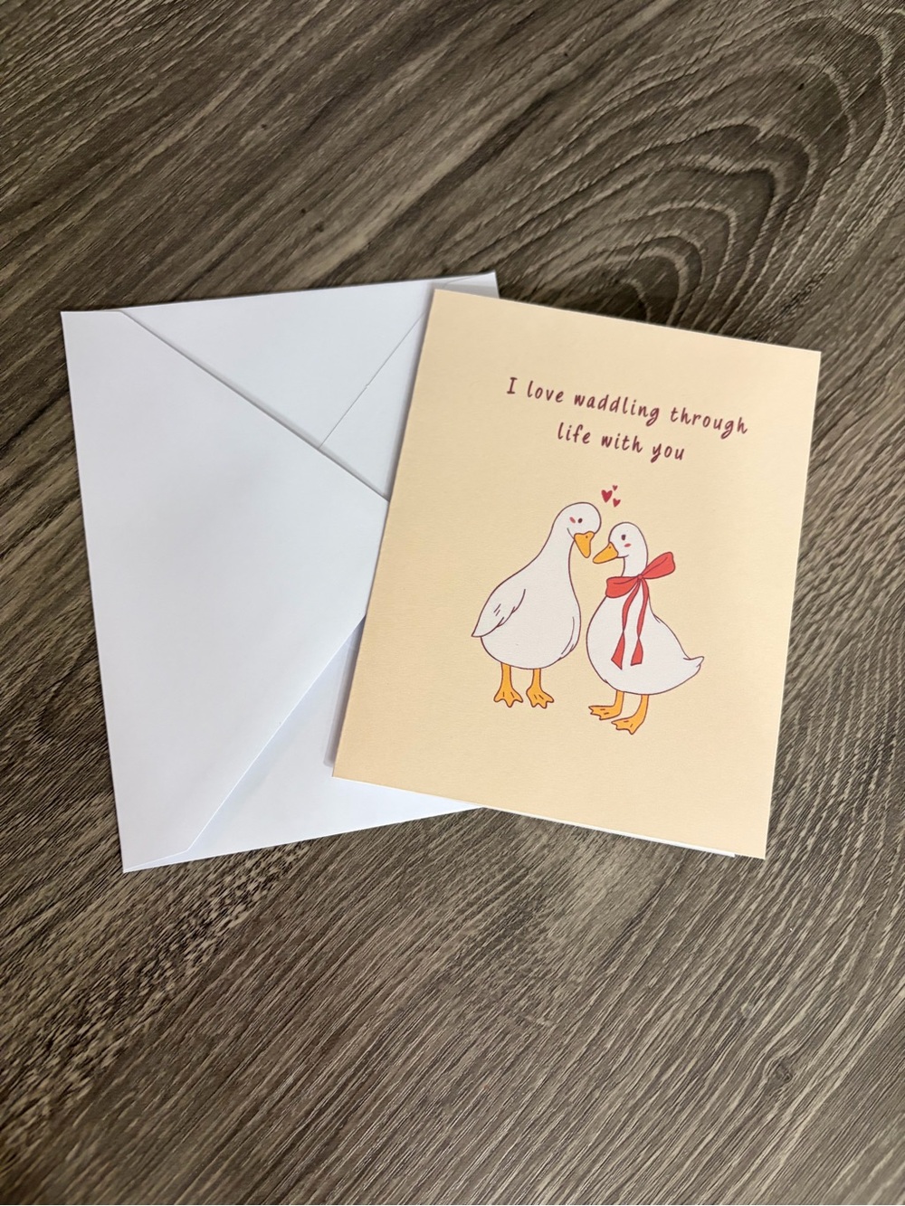 Duck Anniversary Card | Handmade Blank Card | Cute Goose Card | A2